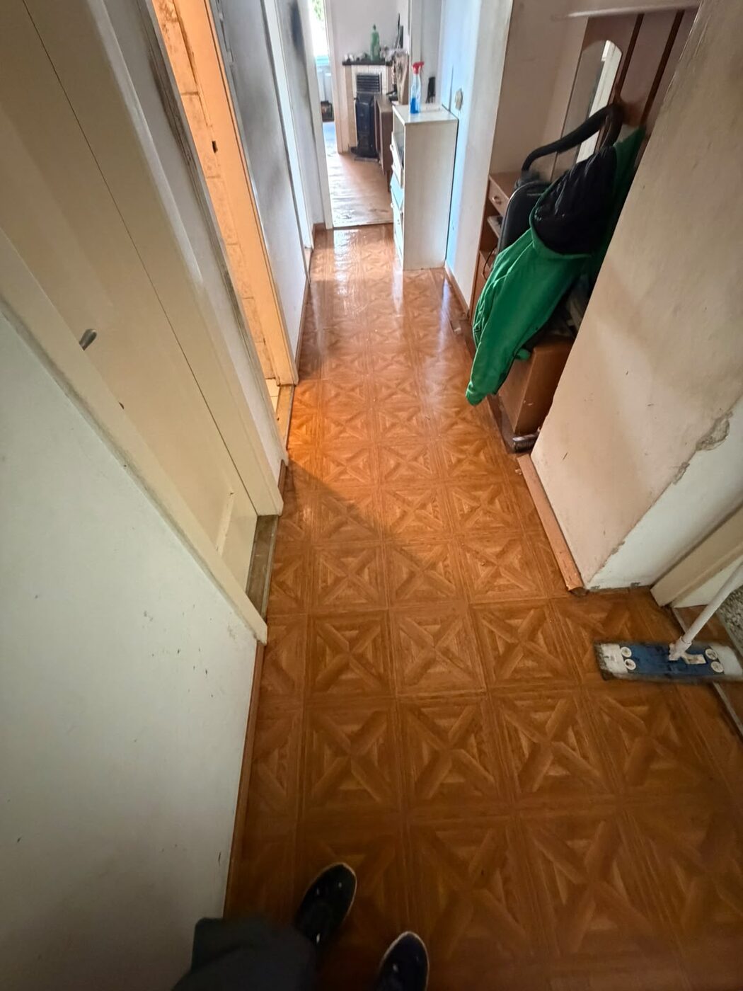 Frisch gereinigter Parkettboden im Flur nach dem Einsatz